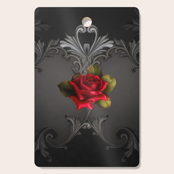 Gothic Glamour Red Rose Black Ornamental Glam Cutting Board Gallery Image 1