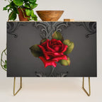 Gothic Glamour Red Rose Black Ornamental Glam Credenza Gallery Image 1