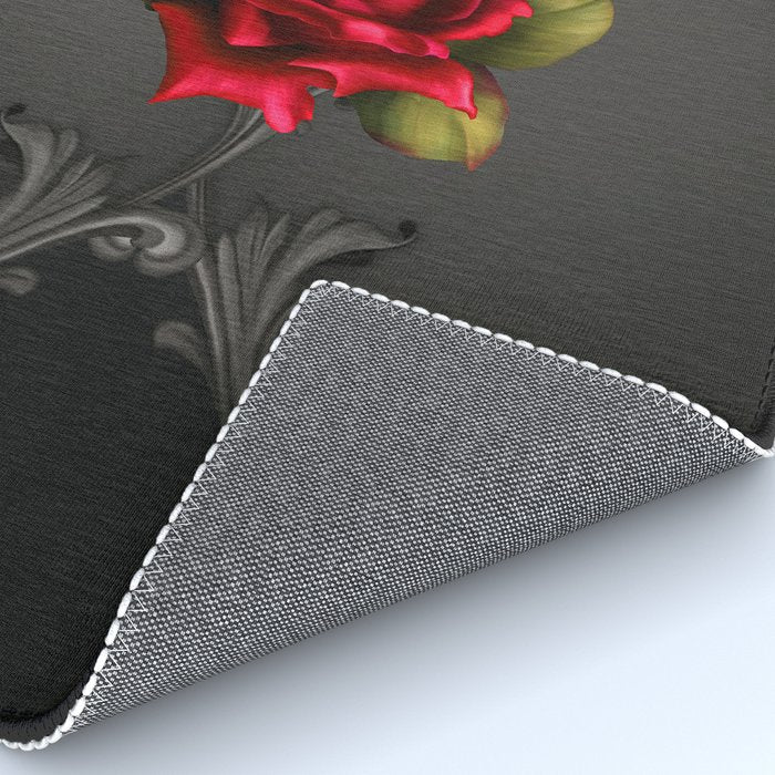 Gothic Glamour Red Rose Black Ornamental Glam Rug Gallery Image 4