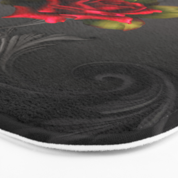 Gothic Glamour Red Rose Black Ornamental Glam Bath Mat Gallery Image 3