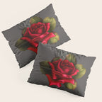 Gothic Glamour Red Rose Black Ornamental Glam Pillow Sham Gallery Image 3