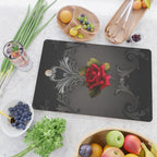 Gothic Glamour Red Rose Black Ornamental Glam Cutting Board Gallery Image 2