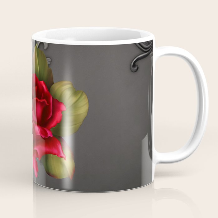 Gothic Glamour Red Rose Black Ornamental Glam Coffee Mug Gallery Image 1