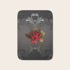 Gothic Glamour Red Rose Black Ornamental Glam Bath Mat Gallery Image 1