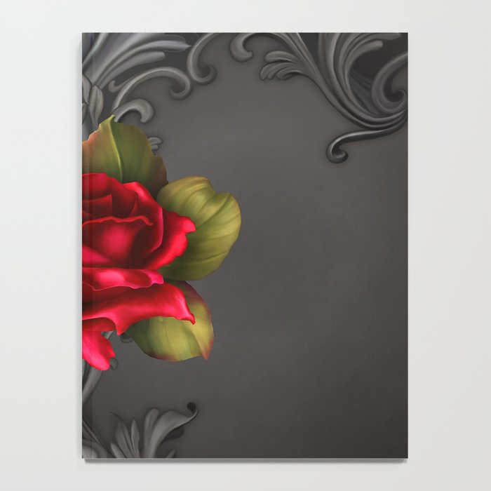 Gothic Glamour Red Rose Black Ornamental Glam Notebook Gallery Image 4