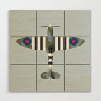 Spitfire WWII Fighter Aircraft - Grey Wood Wall Art Gallery Image 1