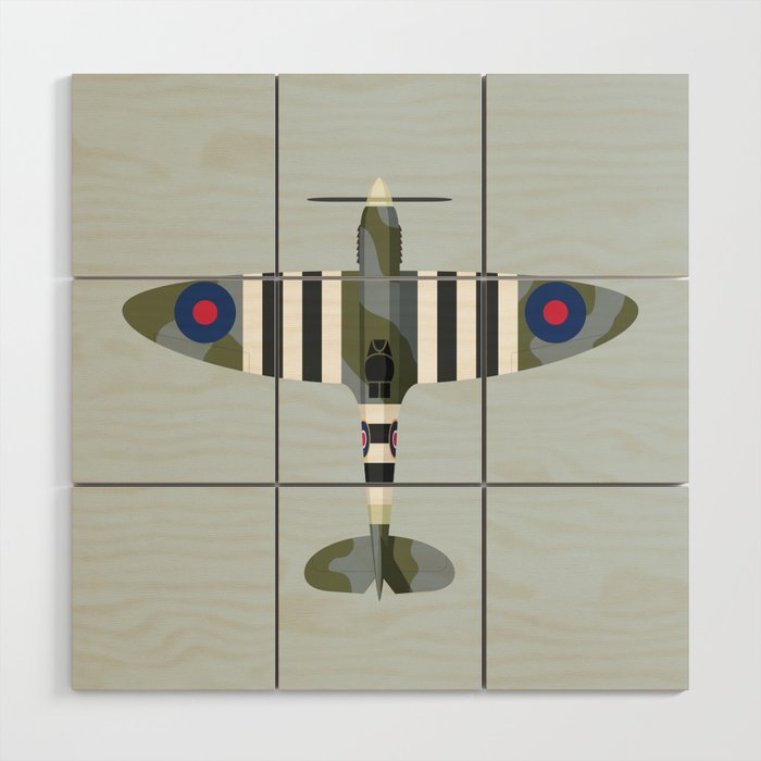 Spitfire WWII Fighter Aircraft - Grey Wood Wall Art Gallery Image 1