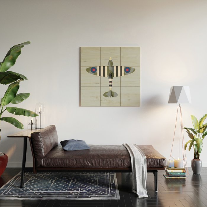 Spitfire WWII Fighter Aircraft - Grey Wood Wall Art Gallery Image 2