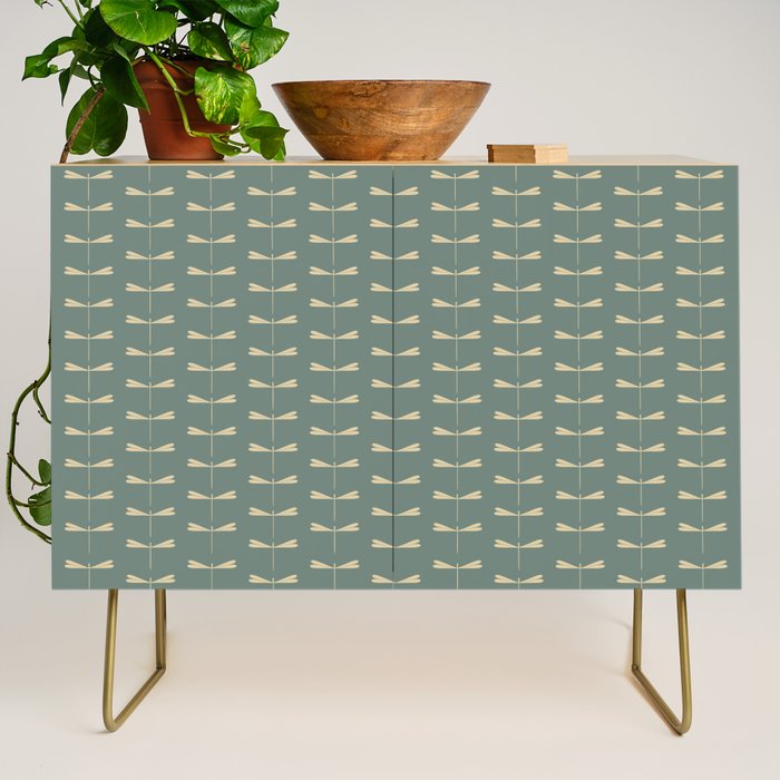 Dragonfly Pattern XII Neutral Green Credenza Gallery Image 1