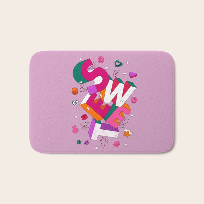 SWEET - colorful typography on pink Bath Mat Gallery Image 1