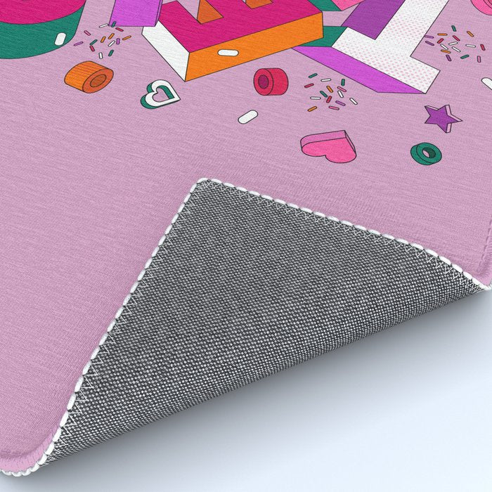 SWEET - colorful typography on pink Rug Gallery Image 4