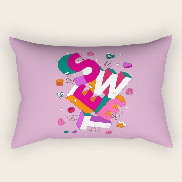 SWEET - colorful typography on pink Rectangular Pillow Gallery Image 2
