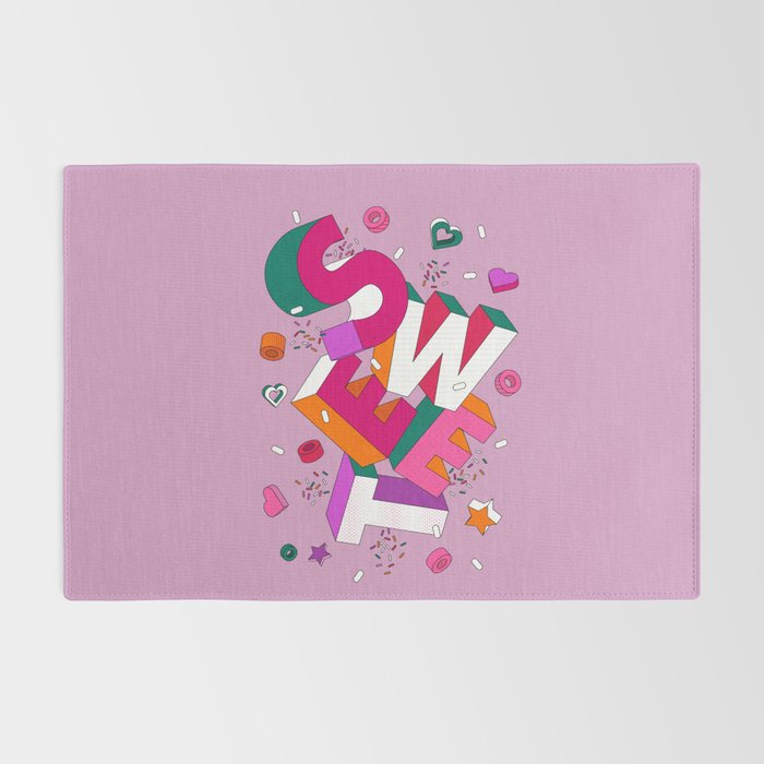 SWEET - colorful typography on pink Rug Gallery Image 2