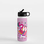SWEET - colorful typography on pink Water Bottle Gallery Image 1