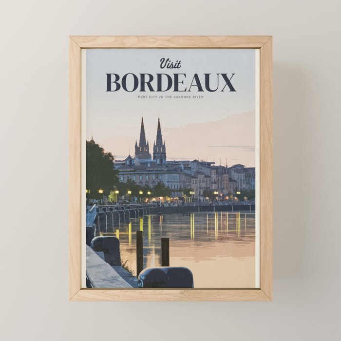 Visit Bordeaux Mini Art Print Gallery Image 1