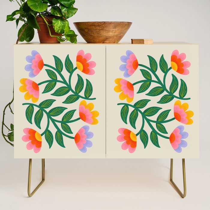 Symmetrical Flowers 1 Credenza Gallery Image 1
