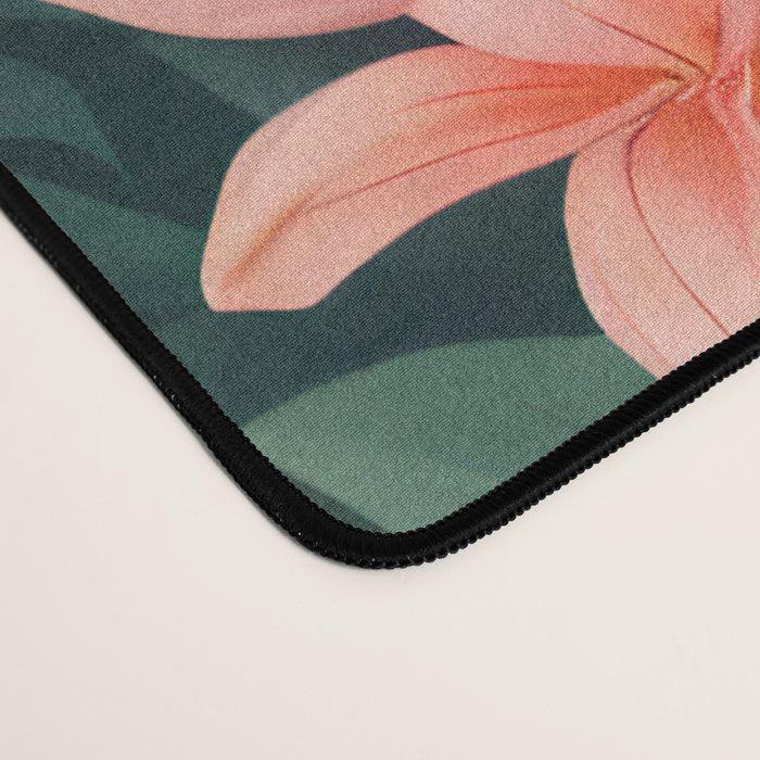 Toucans & Hibiscus, Floral Dark Jungle Blossom, Birds Animals Forest Botanical, Graphic Art Nature Wildlife Desk Mat Gallery Image 4