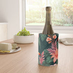 Toucans & Hibiscus, Floral Dark Jungle Blossom, Birds Animals Forest Botanical, Graphic Art Nature Wildlife Wine Chiller Gallery Image 4
