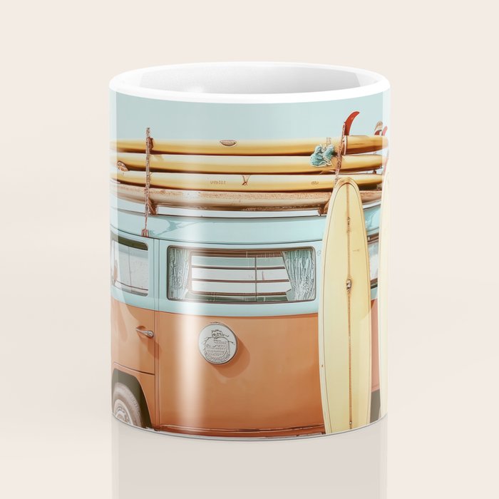 Surf Van II - Vintage Coastal Adventure Print Coffee Mug Gallery Image 4