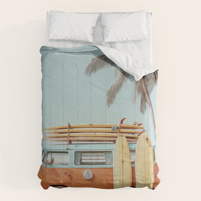 Surf Van II - Vintage Coastal Adventure Print Comforter Gallery Image 6