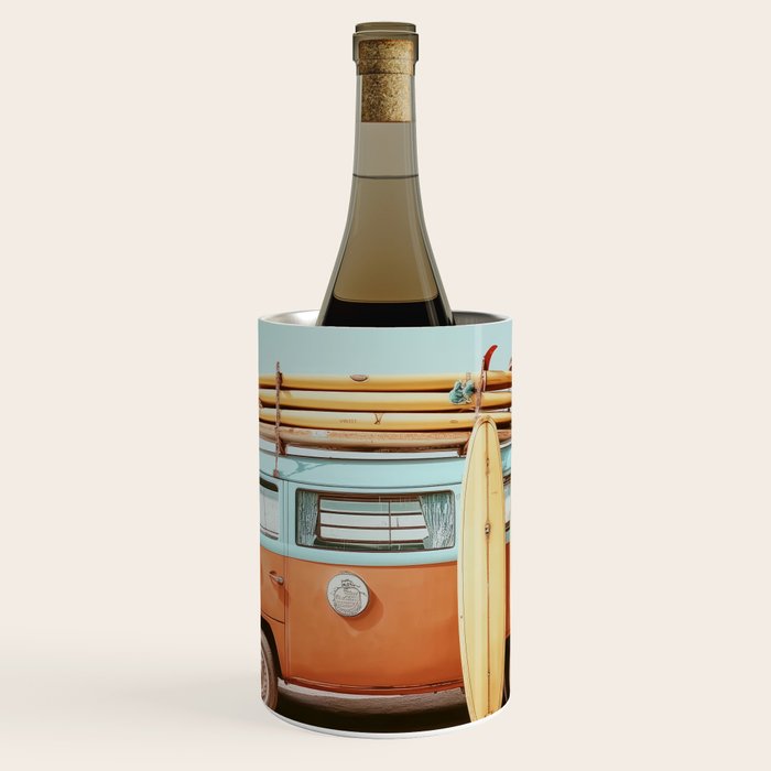 Surf Van II - Vintage Coastal Adventure Print Wine Chiller Gallery Image 1