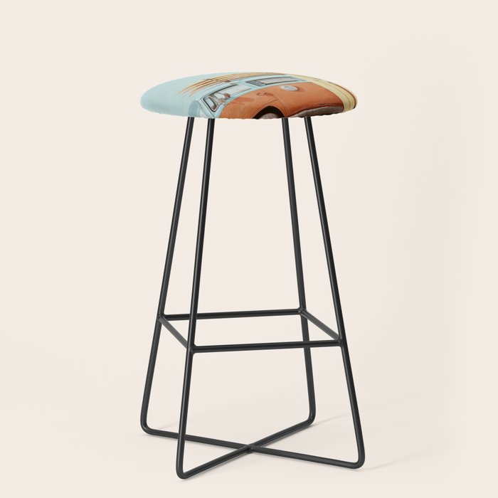 Surf Van II - Vintage Coastal Adventure Print Stool Gallery Image 1
