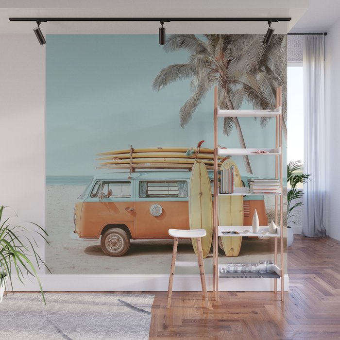 Surf Van II - Vintage Coastal Adventure Print Wall Mural Gallery Image 1