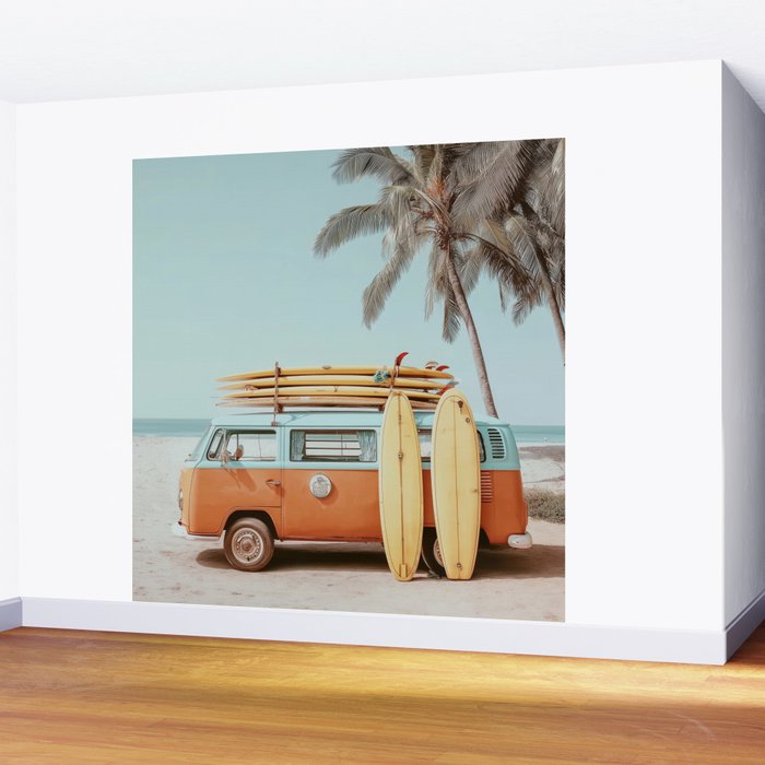 Surf Van II - Vintage Coastal Adventure Print Wall Mural Gallery Image 2