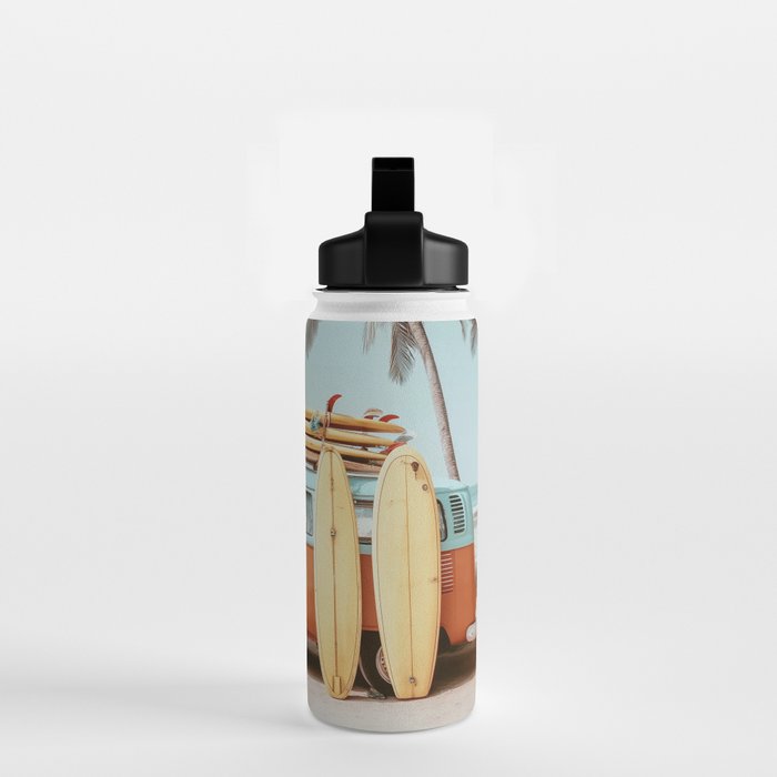 Surf Van II - Vintage Coastal Adventure Print Water Bottle Gallery Image 2
