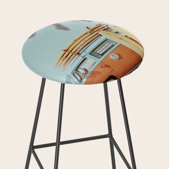 Surf Van II - Vintage Coastal Adventure Print Stool Gallery Image 2