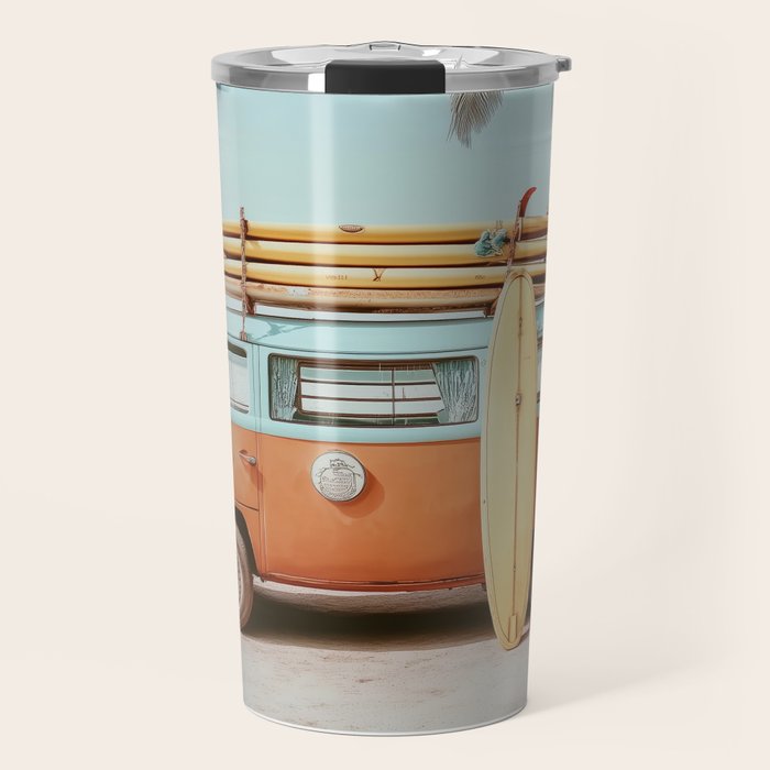 Surf Van II - Vintage Coastal Adventure Print Travel Mug Gallery Image 1