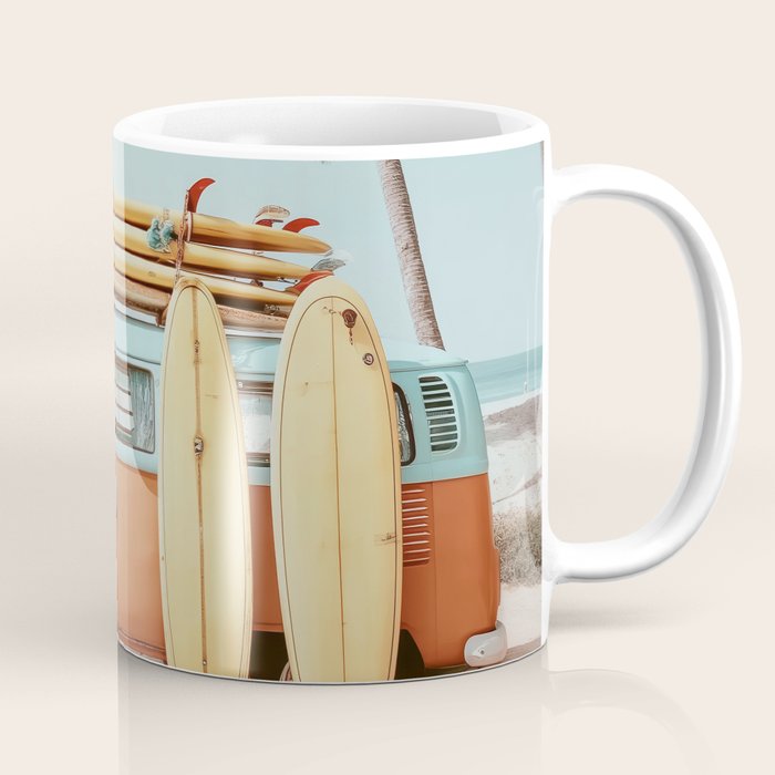 Surf Van II - Vintage Coastal Adventure Print Coffee Mug Gallery Image 1