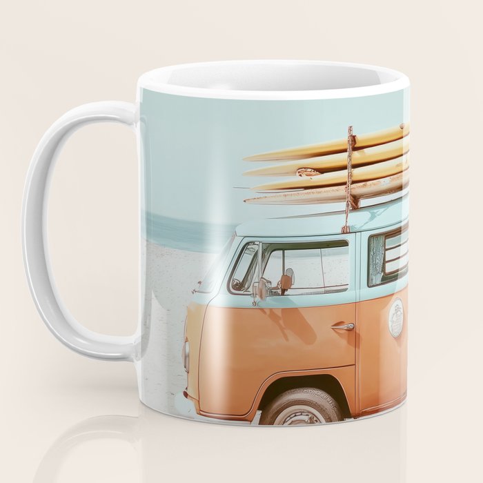 Surf Van II - Vintage Coastal Adventure Print Coffee Mug Gallery Image 3