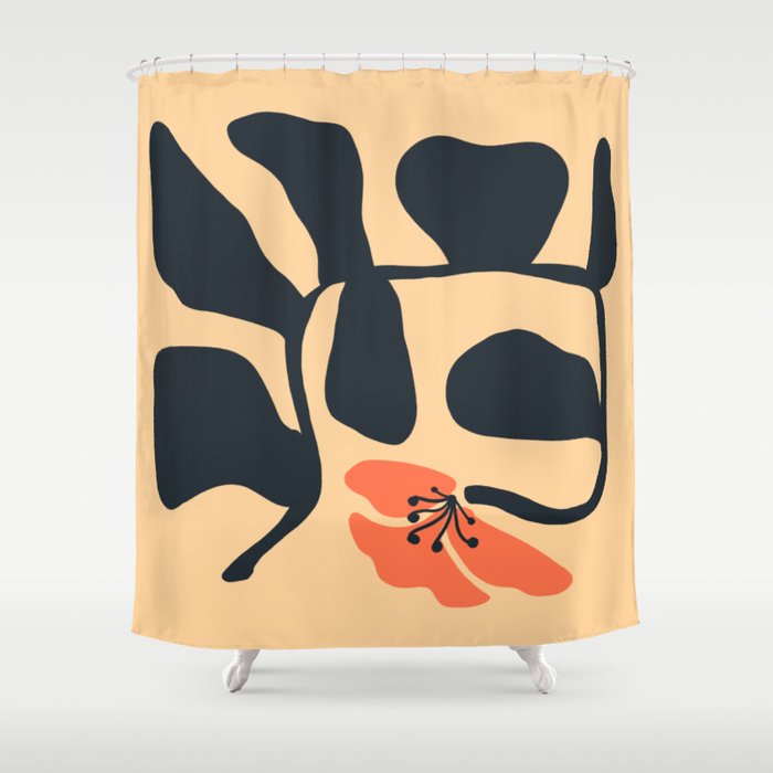 Midcentury Hibiscus Shower Curtain