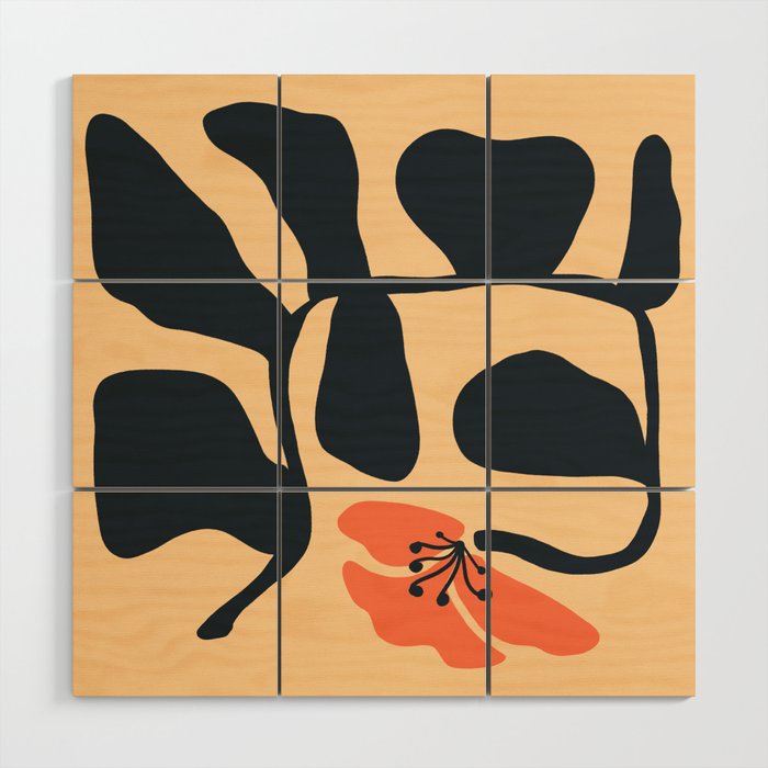 Midcentury Hibiscus Wood Wall Art Gallery Image 1