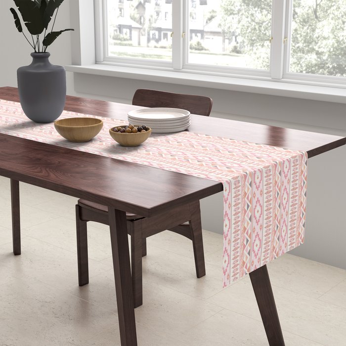Pink Boho Tribal Aztec Table Runner Gallery Image 2