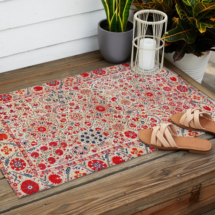 Bokhara Suzani Southwest Uzbekistan Embroidery Outdoor Rug Gallery Image 2