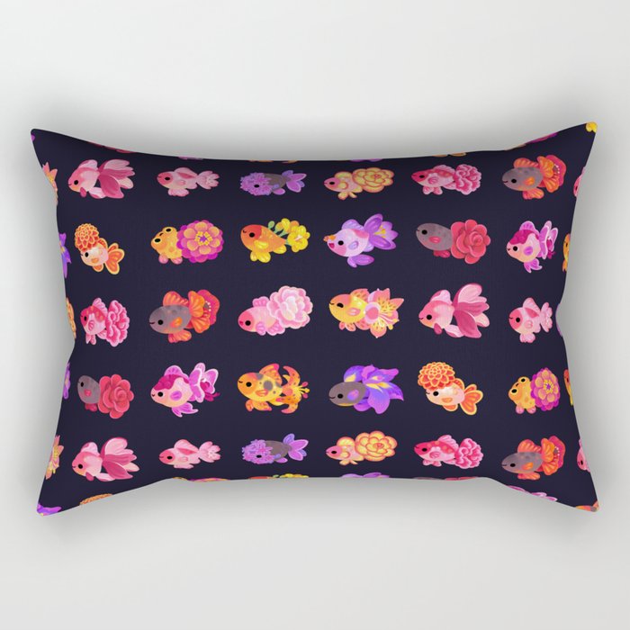 Flower goldfish - dark Rectangular Pillow Gallery Image 2