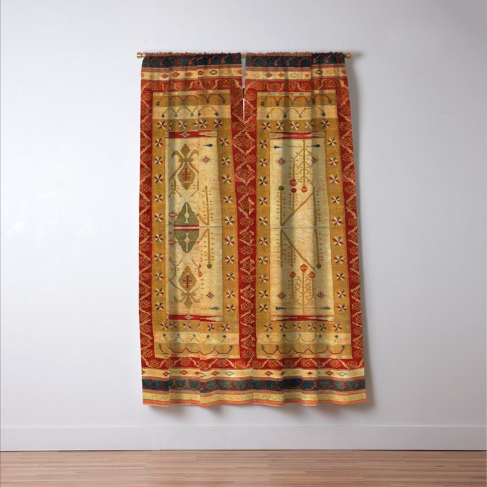 Bikaner Dhurrie Northwest Indian Kilim Print Window Curtain Gallery Image 3