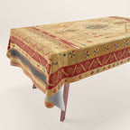 Bikaner Dhurrie Northwest Indian Kilim Print Tablecloth Gallery Image 1