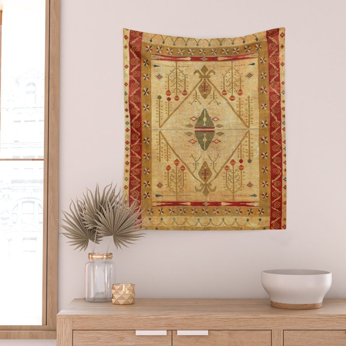 Bikaner Dhurrie Northwest Indian Kilim Print Wall Tapestry Gallery Image 2