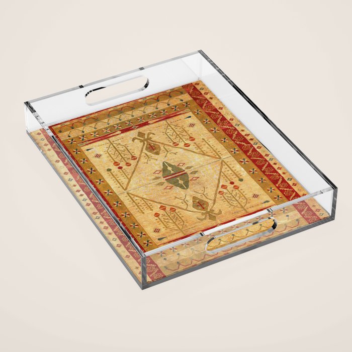 Bikaner Dhurrie Northwest Indian Kilim Print Acrylic Tray Gallery Image 1
