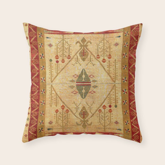 Bikaner Dhurrie Northwest Indian Kilim Print Throw Pillow Gallery Image 6