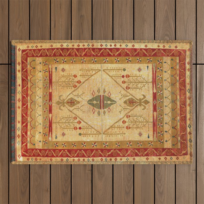Bikaner Dhurrie Northwest Indian Kilim Print Outdoor Rug Gallery Image 1