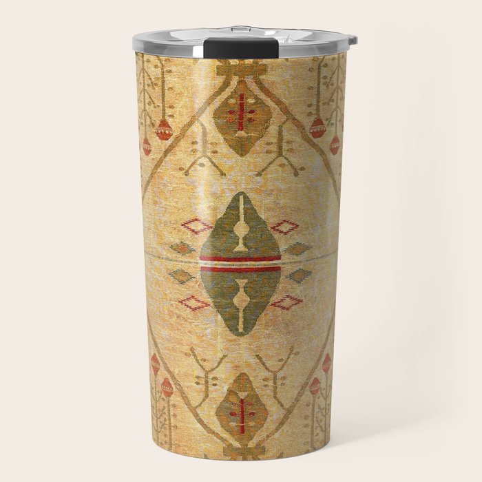 Bikaner Dhurrie Northwest Indian Kilim Print Travel Mug Gallery Image 1