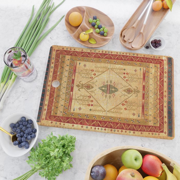 Bikaner Dhurrie Northwest Indian Kilim Print Cutting Board Gallery Image 2