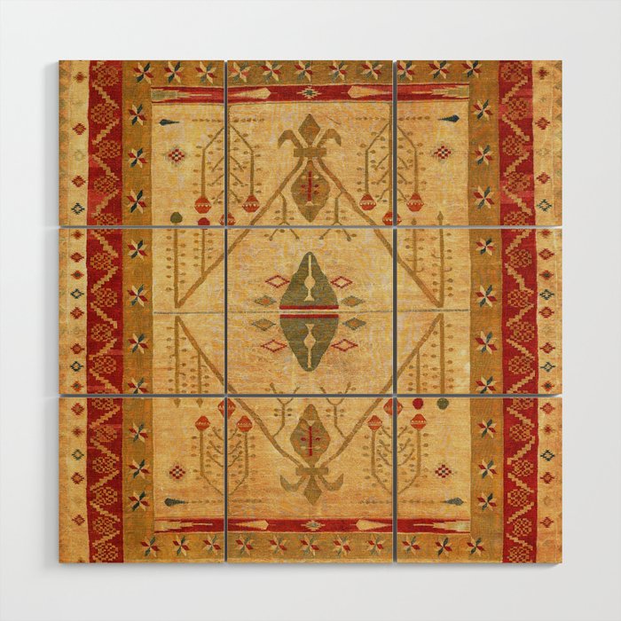 Bikaner Dhurrie Northwest Indian Kilim Print Wood Wall Art Gallery Image 1