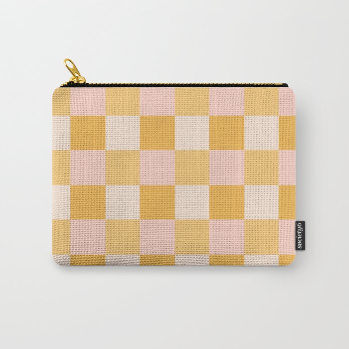 Yellow and peachy pink checks Carry All Pouch Gallery Image 1