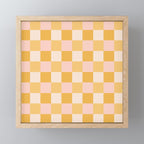 Yellow and peachy pink checks Mini Art Print Gallery Image 1
