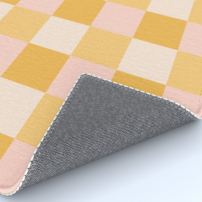 Yellow and peachy pink checks Rug Gallery Image 4